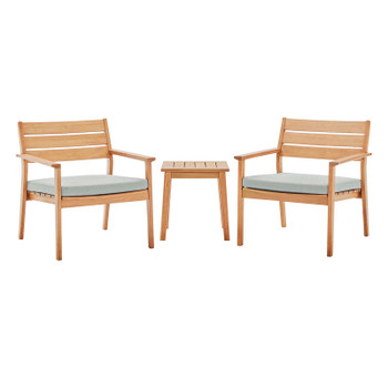 Modway Breton 3 Piece Outdoor Patio Ash Wood Set EEI-3840-NAT-TAU-SET Natural Taupe