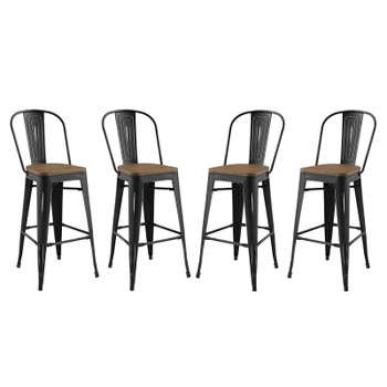 Modway Promenade Bar Stool Set of 4 EEI-3897-BLK Black