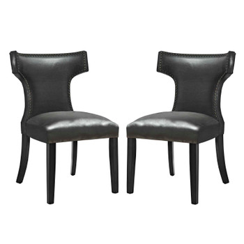 Modway Curve Dining Chair Vinyl Set of 2 EEI-3949-BLK Black