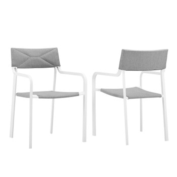 Modway Raleigh Outdoor Patio Aluminum Armchair Set of 2 EEI-3962-WHI-GRY White Gray