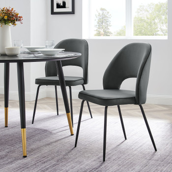 MODWAY Nico Performance Velvet Dining Chair Set of 2 Black Gray EEI-4673-BLK-GRY