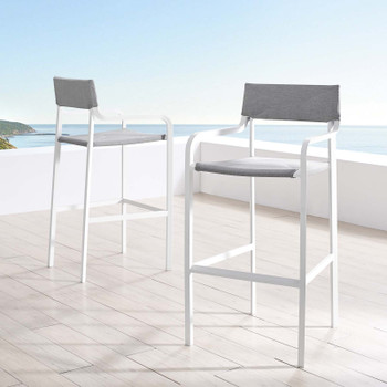 Modway Raleigh Outdoor Patio Aluminum Bar Stool Set of 2 EEI-3963-WHI-GRY White Gray