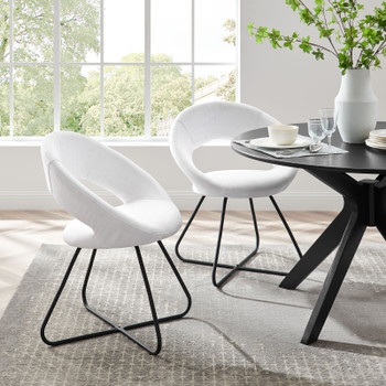 MODWAY Nouvelle Upholstered Fabric Dining Chair Set of 2 Black White EEI-4683-BLK-WHI