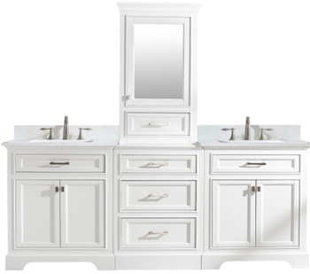 Design Element Milano 84" Double Sink Bathroom Vanity Modular Set in White ML-84MC-WT