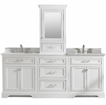 Design Element Milano 96" Double Sink Bathroom Vanity Modular Set in White with Quartz Top ML-96MC-WT