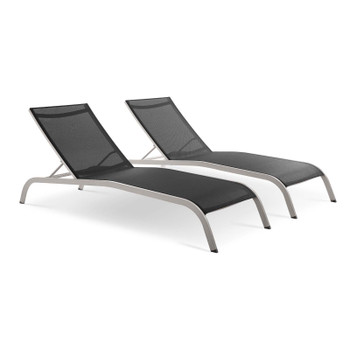 Modway Savannah Outdoor Patio Mesh Chaise Lounge Set of 2 EEI-4005-BLK Black