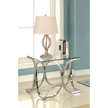 Furniture of America IDF-4233E Maxton Contemporary Glass Top End Table