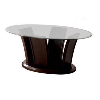 Furniture of America IDF-4104C Jillyn Contemporary Glass Top Coffee Table in Dark Cherry