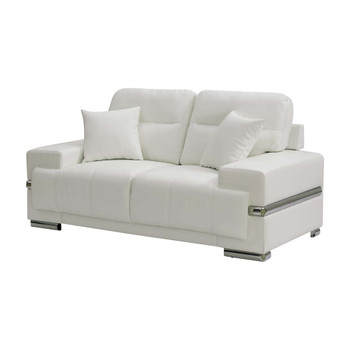 Furniture of America IDF-6411WH-LV Onley Contemporary Faux Leather Tufted Loveseat