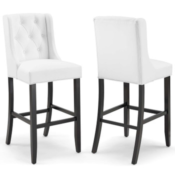 Modway Baronet Bar Stool Faux Leather Set of 2 EEI-4023-WHI White