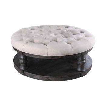 Furniture of America IDF-4424GY-F-C Cintra Rustic Tufted Cushion Top Coffee Table in Antique Gray