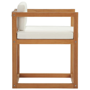 Modway Newbury Outdoor Patio Premium Grade A Teak Wood Accent Armchair Set of 2 EEI-4029-NAT-WHI Natural White