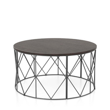 Furniture of America IDF-4343DK-C Borche Geometric Base Coffee Table in Walnut