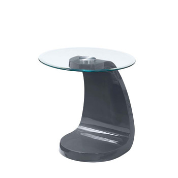 Furniture of America IDF-4042GY-E Pelletoni Glass Top End Table in Gray