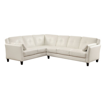 Furniture of America IDF-6268WH Noah Contemporary Faux Leather L-Shape Sectional in White