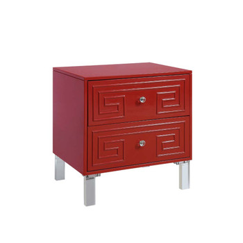 Furniture of America IDF-AC512RD Cowan Contemporary 2-Drawer End Table in Red