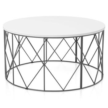 Furniture of America IDF-4343WH-C Borche Geometric Base Coffee Table in White