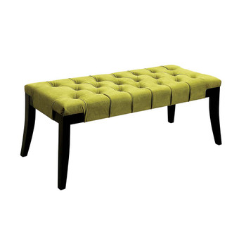 Furniture of America IDF-BN6201GR Caen Contemporary Button Tufted Bench in Green