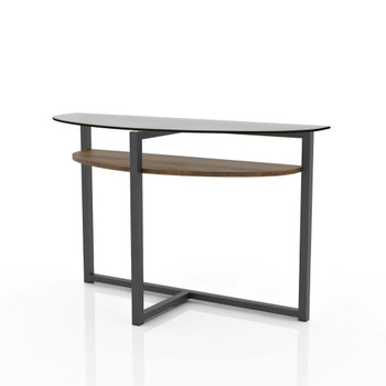 Furniture of America IDF-4845S Lega Industrial Half-Moon Sofa Table