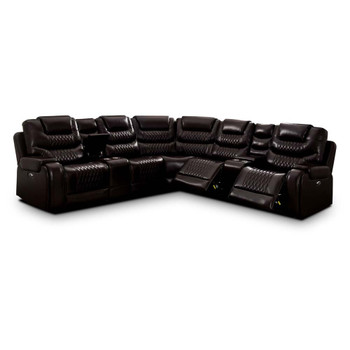 Furniture of America IDF-6895BR-SEC Tombolo Reclining Sectional in Brown