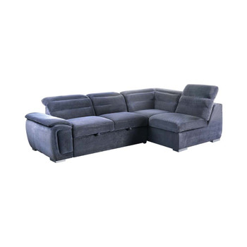 Furniture of America IDF-6521GY-SEC Felicit Transitional Tufted Sectional in Dark Gray