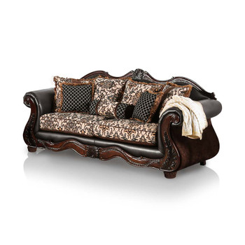 Furniture of America IDF-6405-SF Hethe Traditional Faux Leather Sofa