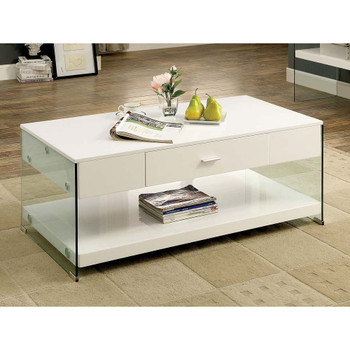 Furniture of America IDF-4451WH-C Beliza Contemporary Open Storage Coffee Table