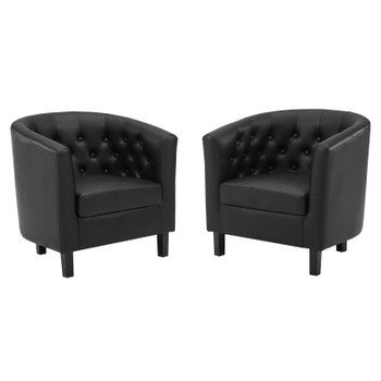 Modway Prospect Upholstered Vinyl Armchair Set of 2 EEI-4110-BLK Black
