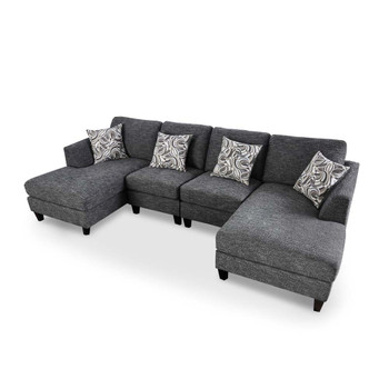 Furniture of America IDF-6363-SEC Lisa Transitional Sectional with Ottoman