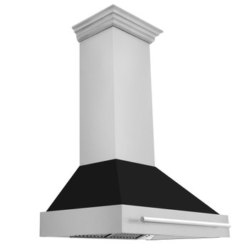 ZLINE 36" Stainless Steel Range Hood with Black Matte Shell and Stainless Steel Handle