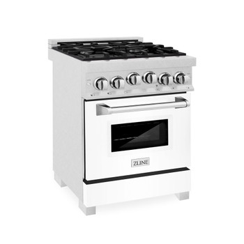 ZLINE 24" 2.8 cu. ft. Range with Gas Stove and Gas Oven in DuraSnow® Stainless Steel and White Matte Door (RGS-WM-24)