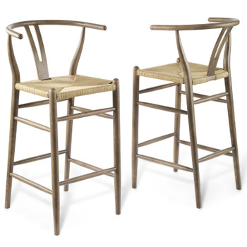 Modway Amish Wood Bar Stool Set of 2 EEI-4166-GRY