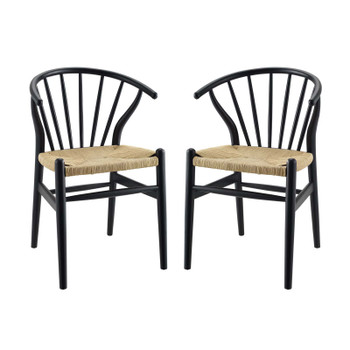 Modway Flourish Spindle Wood Dining Side Chair Set of 2 EEI-4168-BLK Black
