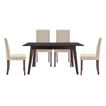 Modway Prosper 5 Piece Upholstered Fabric Dining Set EEI-4179-CAP-BEI Cappuccino Beige