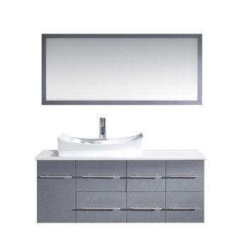 Virtu USA MS-430-S-GR Ceanna 53.5" Single Bath Vanity in Gray with White Engineered Stone Top and Sink