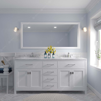 Virtu USA MD-2072-CMSQ-WH Caroline 72" Bath Vanity in White with Cultured Marble Quartz Top and Sinks