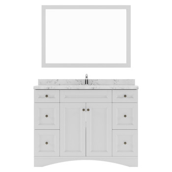 Virtu USA ES-32048-CMRO-WH-002 Elise 48" Single Bath Vanity in White with Cultured Marble Quartz Top and Sink
