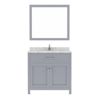 Virtu USA MS-2036-CMSQ-GR-002 Caroline 36" Single Bath Vanity in Gray with Cultured Marble Quartz Top and Sink