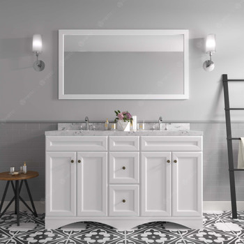 Virtu USA ED-25060-CMSQ-WH-NM Talisa 60" Double Bath Vanity in White with Cultured Marble Quartz Top and Sinks