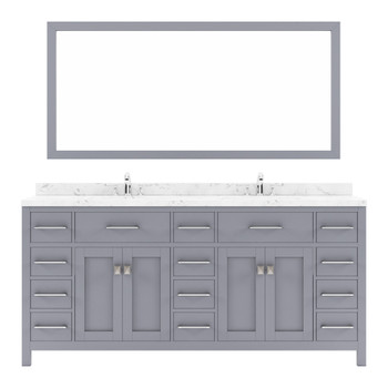 Virtu USA MD-2172-CMSQ-GR-002 Caroline Parkway 72" Bath Vanity in Gray with Cultured Marble Quartz Top