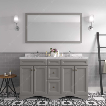 Virtu USA ED-25060-CMSQ-GR Talisa 60" Double Bath Vanity in Gray with Cultured Marble Quartz Top and Sinks