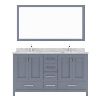 Virtu USA GS-50060-CMSQ-GR-001 Caroline Avenue 60" Bath Vanity in Gray with Cultured Marble Quartz Top and Sink