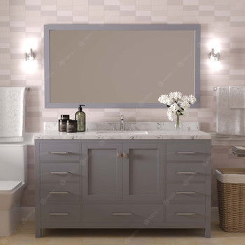 Virtu USA GS-50060-CMSQ-GR-002 Caroline Avenue 60" Bath Vanity in Gray with Cultured Marble Quartz Top and Sink