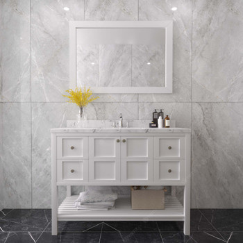 Virtu USA ES-30048-CMRO-WH Winterfell 48" Bath Vanity in White with Cultured Marble Quartz Top and Sink