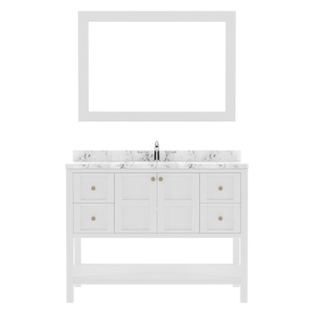 Virtu USA ES-30048-CMRO-WH-001 Winterfell 48" Bath Vanity in White with Cultured Marble Quartz Top and Sink