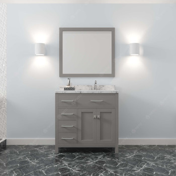 Virtu USA MS-2136L-CMRO-CG-001 Caroline Parkway 36" Bath Vanity in Gray with Cultured Marble Quartz Top