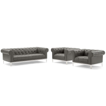 Modway Idyll Tufted Upholstered Leather 3 Piece Set EEI-4192-GRY-SET