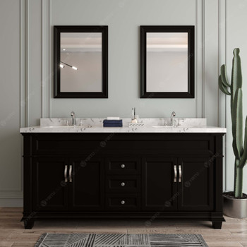 Virtu USA MD-2672-CMSQ-ES-001 Victoria 72" Bath Vanity in Espresso with Cultured Marble Quartz Top and Sinks