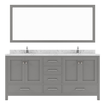 Virtu USA GD-50072-CMRO-CG Caroline Avenue 72" Bath Vanity in Gray with Cultured Marble Quartz Top