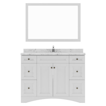 Virtu USA ES-32048-CMSQ-WH Elise 48" Single Bath Vanity in White with Cultured Marble Quartz Top and Sink